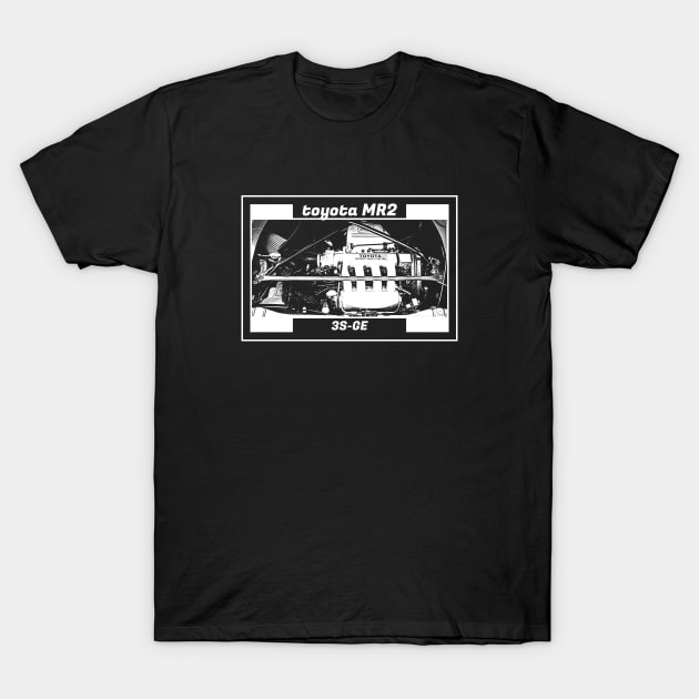 TOYOTA MR2 MK2 ENGINE (Black Version) T-Shirt by Cero